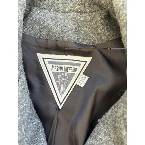 Marvin Richards Pea Coat Double Breasted Gray Wool Blend USA vintage Size 14