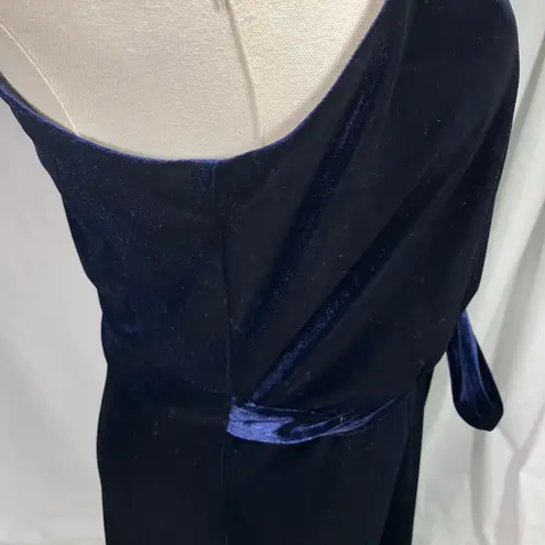 Ali & Jay Velvet Wrap Dress Navy Blue Sleeveless Midi Belted Spaghetti Strap M Size M