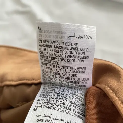 INC New Satin Belted Waist Cuffed Hem Shorts Warm Chestnut Brown