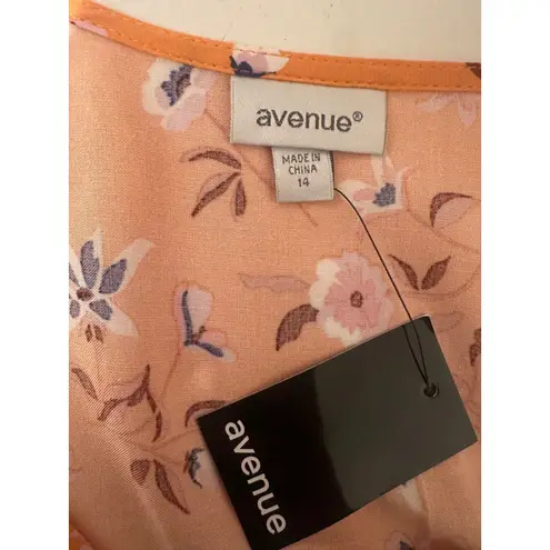 Avenue Women's Floral Print Tiered Dress Orange Pink Size 14 Casual