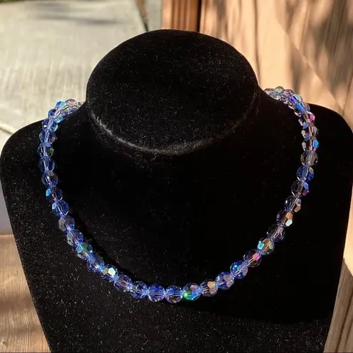 Handcrafted sparkly necklace with round Swarovski crystal beads Silver