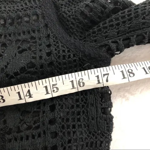 Charles Chang Lima Lace Fringe Embroidered Floral Long Sleeve Black