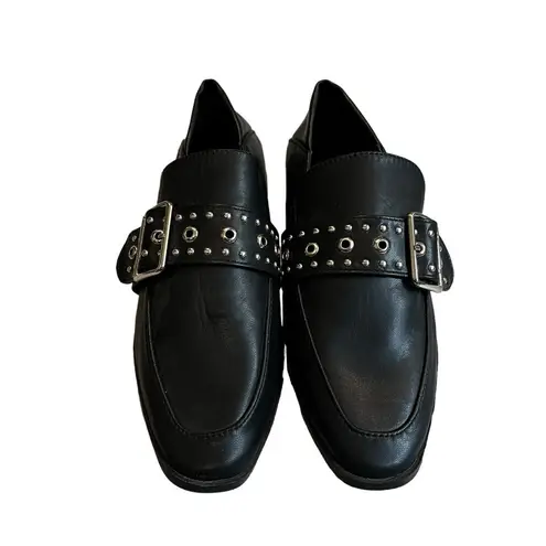 Vintage Havana  Maureen Studded Buckle Loafers Shoes Black, Sz 7.5