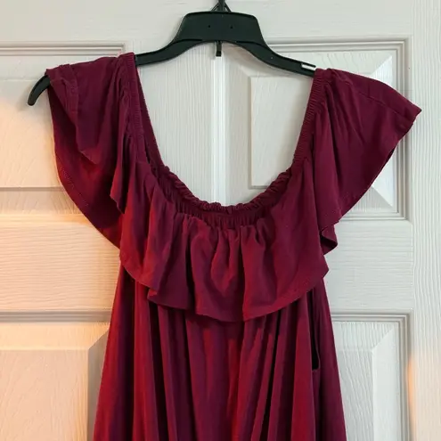 Red Ruffled Ruched Maxi Sundress Size 2X