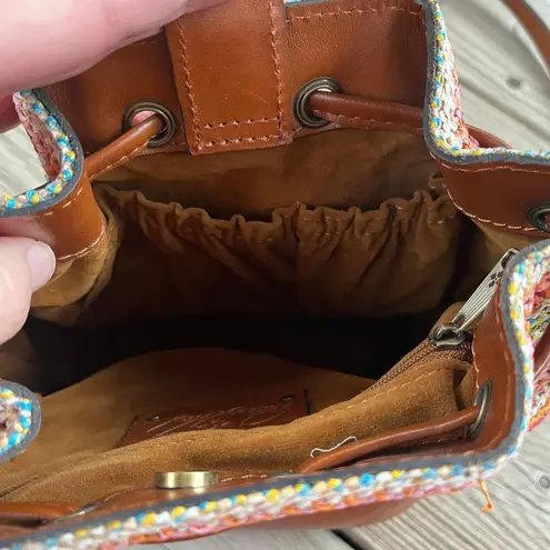 Patricia Nash Spanish Multi Zig Zag Textile Woven Bucket Hobo Bag. NEW