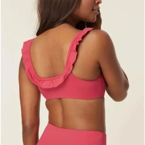 ANDIE Swim The Hydra Ruffle Bikini Top Rosette Pink Size Large NEW with Tags!