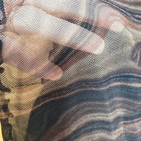 Bear Dance Brown Mesh Swirl Pattern Tube Crop Top Size Small