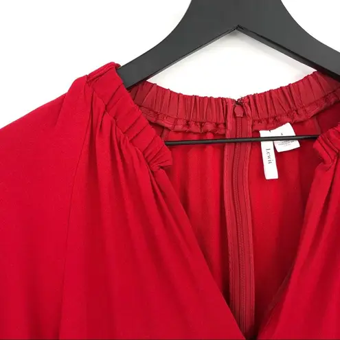 LEWIT Puff Sleeve Midi Dress Red 4