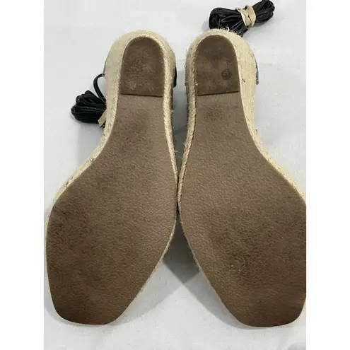 Shoedazzle Womans  Aerith Size 7.5 Strappy Espadrille Wedge Sandals Black