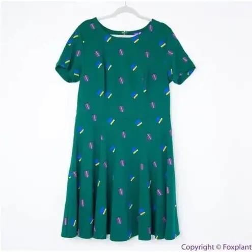 Unique Vintage Gwynnie Bee Luggage Print Emerald Dress, 3X