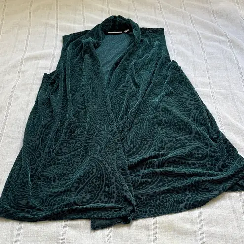 Susan Graver green velvet burnout paisley vest.