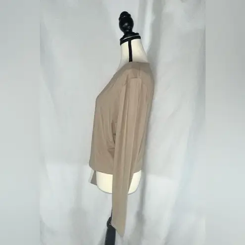 Reoria Long Sleeve Cropped Top in Nude Size XXL Tan