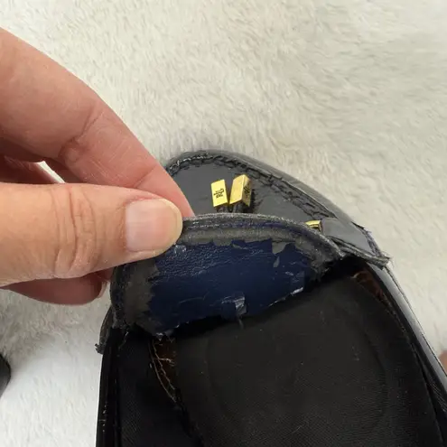 Lauren Ralph Lauren Black Patent Leather Wedge Loafers with Gold Accents 8 READ