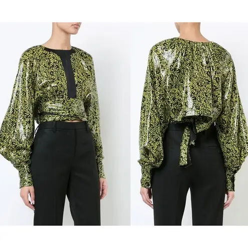 Diane Von Furstenberg  NEW w/ Tags‎ DVF Keyhole Windsor Chrome Blouse Size 2 - Image 2