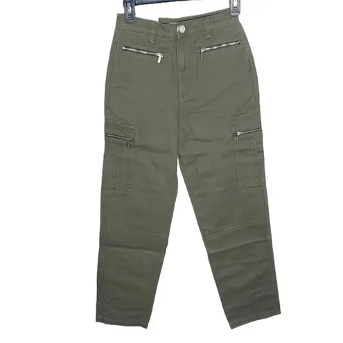 We Wore What  utility pant solid rigid denim in olive size 25