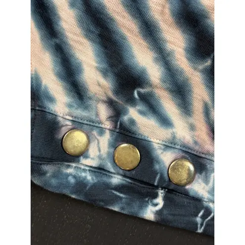 Nation Ltd Terrin Snap Tie Dye T-Shirt Tee Peach Black XS Short Sleeve Snaps