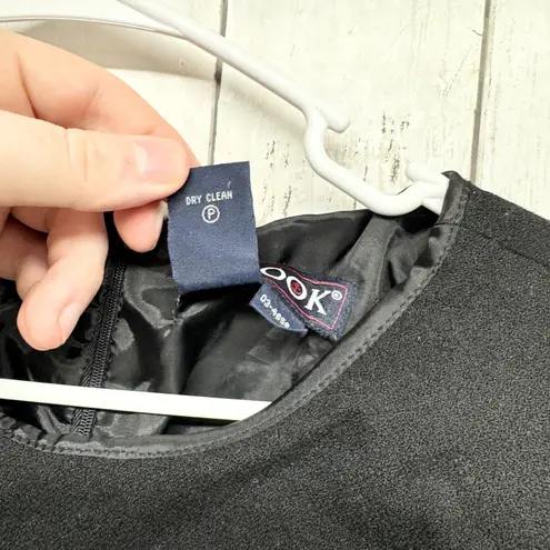 Vintage J.G. Hook Dress Women Size 12 Black Wool Crewneck Long Sleeve Midi Zip