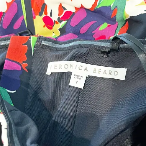 Veronica Beard Saffron Strapless Corset Knee Length Midi Floral Dress Red 2