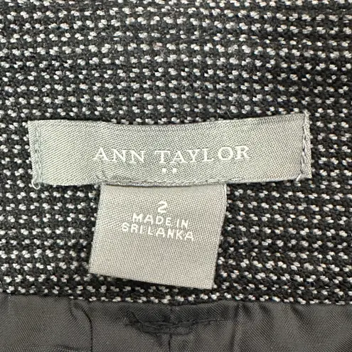Ann Taylor Skirt Womens 2 Black Wool Blend Pleated Geometric Preppy Career Work Gray