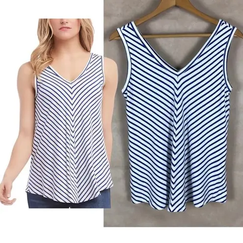 Karen Kane White/Blue Striped Soft Tank Top NEW Size SMALL