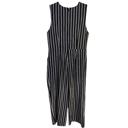 Madison Curvy Black White Striped Jumpsuit