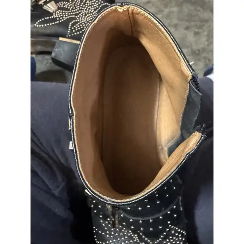 Bashafari Leather studs Ankle shoes Cowboy Boots Metallic black Gold size 39 (8)