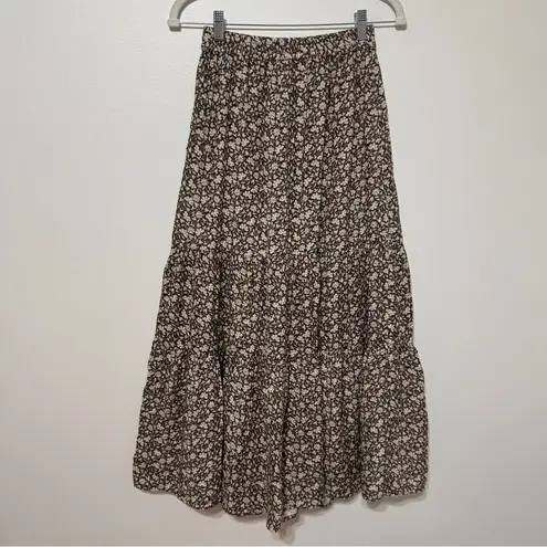 Faherty Dream Cotton Gauze Valentina Midi Skirt Floral Size XS Green
