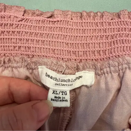 BeachLunchLounge  Pull On Wide Leg Pant Pink White Tie Dye XL