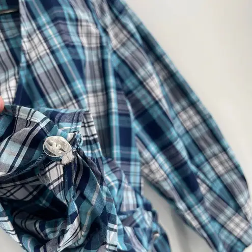 Pistola Wrap Top Size Small Shirt NWOT Cropped Blue Plaid NEW Country Picnic