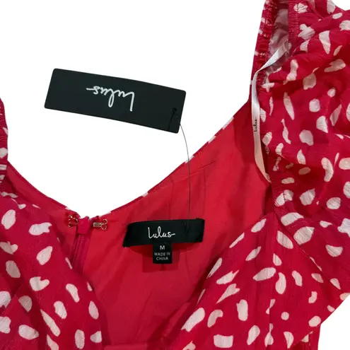 Lulus NWT  Hey Sunny Red Dotted Short‎ Sleeve Romper Medium