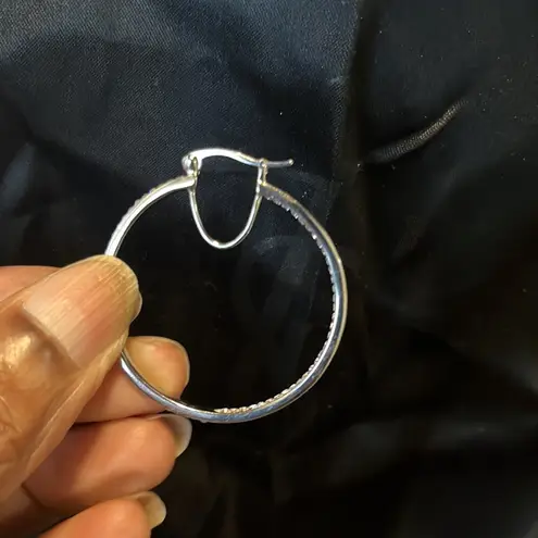 Diamanté silver hoops Gray for every day or events. Amazing color pop