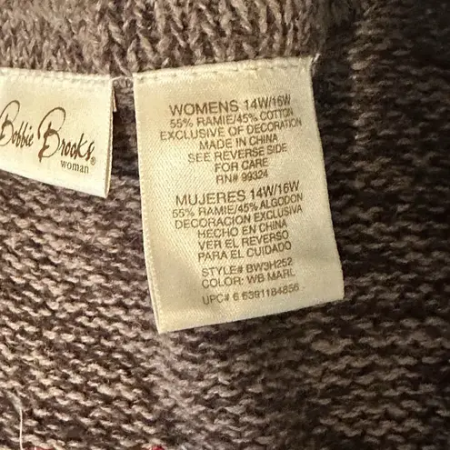 Vintag Bobbie Brooks Sweater Vest Sz XL 14/16 Winter Snowman Cardinal North Pole Brown