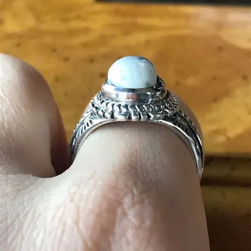 White Buffalo Sterling Silver Ring Size 8