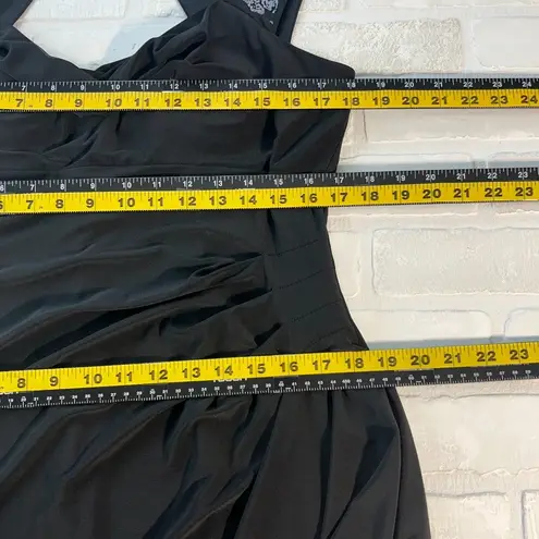 MSK Dress Womens 14 Black Cowl Neck Sheath Draped Waist Beaded Cap Sleeve Knee