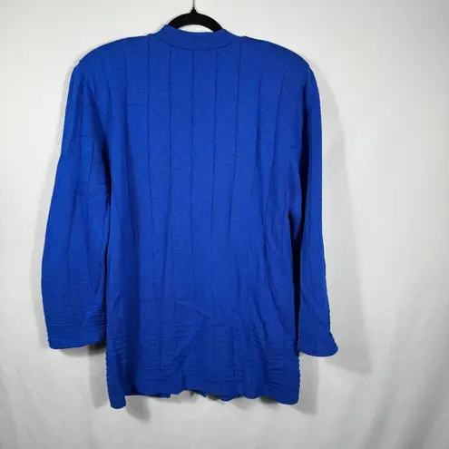 Danielle Wool Blend Cardigan Sweater Button Front Knit Cobalt Blue L Size L