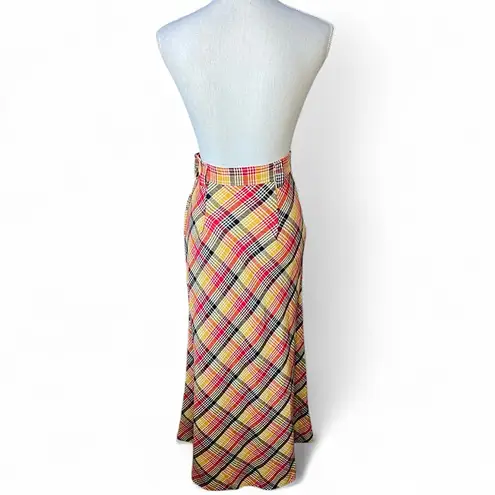 Tattoo of California vintage 70’s plaid maxi skirt fall retro high waisted Orange