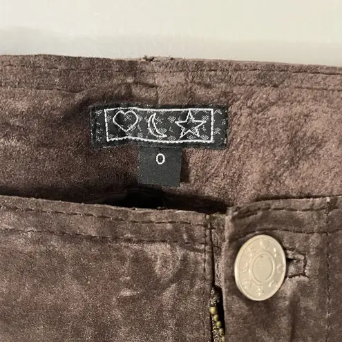 Heart Moon Star women's brown leather suede pants size 0