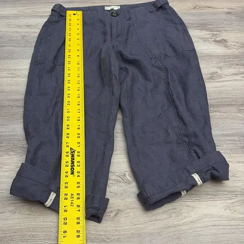 Sigrid Olsen NWOT Studio Blue 100% Linen Cuffed Cropped Pants Size Small