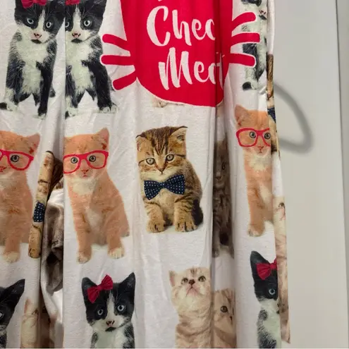 BRiEF INSANITY SMALL KITTY CAT PJ BOTTOMS LOUNGERS CHECK MEOWT DRAWSTRING PKTS White - Image 9