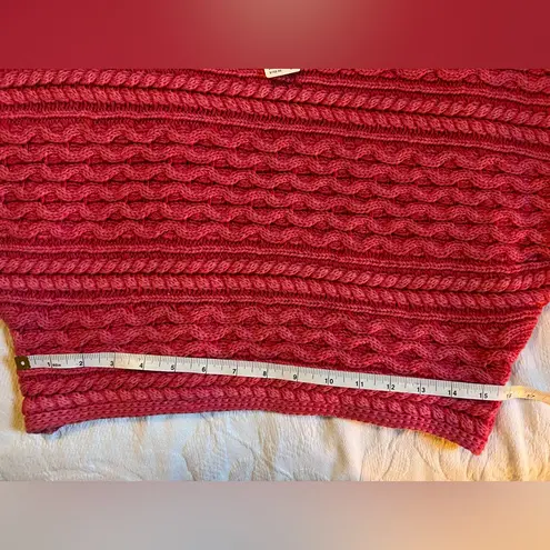 Pilcro Raspberry Cropped Dolman Sleeve Cable Knit Sweater Pink Size M