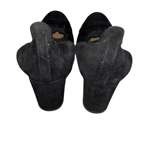 Anyi Lu Black Leather Block Heel Pumps Shoes size 37.5