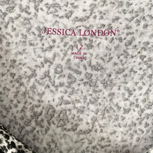 Jessica London | Pleated Tunic Elbow Length Sleeves Stretchy Gray Abstract 12