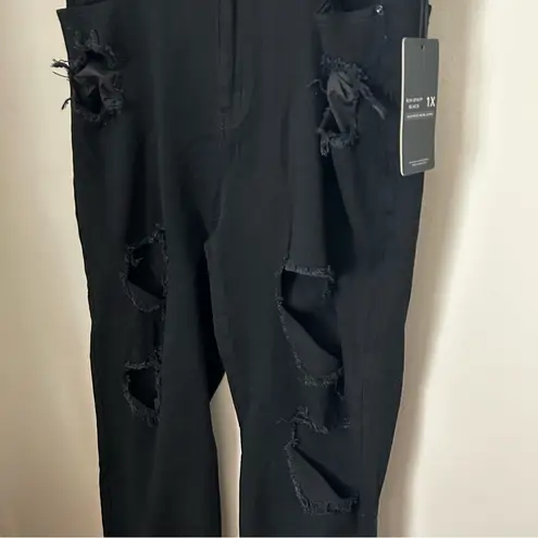 American Bazi Jeans Mom High Rise Black Distressed Casual Trendy