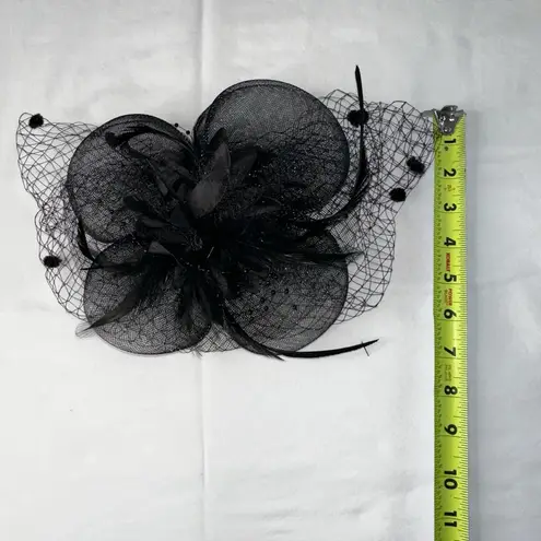 Black Feather Mesh Fascinator Veil Hat Clip Band Wedding Tea Cocktail Party Black