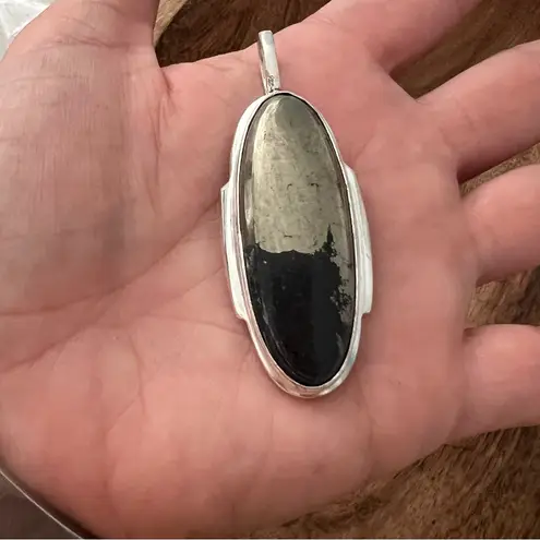 925 Apache Pyrite Gemstone Necklace 2.4” Protections & Grounding Stone Jewelry Black