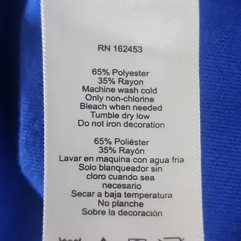 Vintage Rose Blue Top with Embroidered Martini Glass Design Red Size L