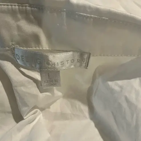 Design History 100% Cotton White Button-Up Blouse Knit Shoulder Size Large - Image 9