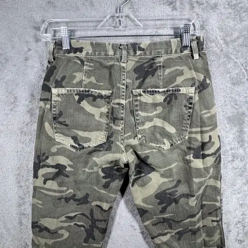 AMO Slouch Trousers 24 Camo Print Pants Distressed Utilitarian Military Grunge Green