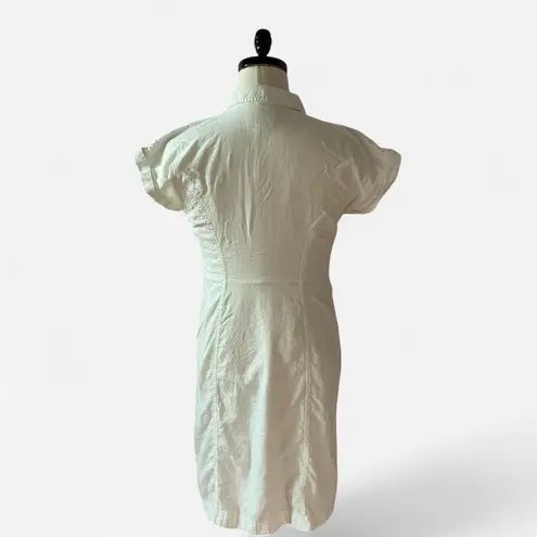 Maeve anthropologie White Shirt Dress Tie Waist Button Down Short Sleeve Casual