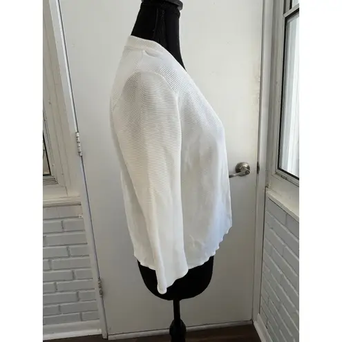 J McLaughlin Lajolla Ribbed Open Cardigan Small minimalist workwear layered White - Image 2